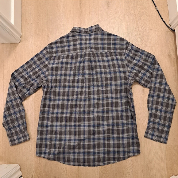 Toad & Co Grey Blue Plaid Organic Cotton Long Sleeve Smythy LS Shirt Size 2XL - Picture 2 of 8